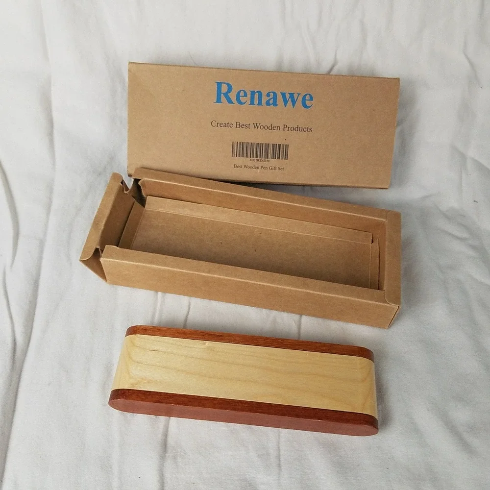 Renawe Wooden Pen Gift Set‎ Brown NEW Handcrafted Two-Tone Case Box Graduation